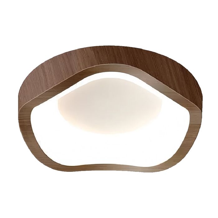 LED Plafonnier Bois Noyer Ø20CM 1pcs Luminaires Rétro Plafonnier Nordique Blanc Froid 12W pour Entrée Couloir Loft - SMOTOP