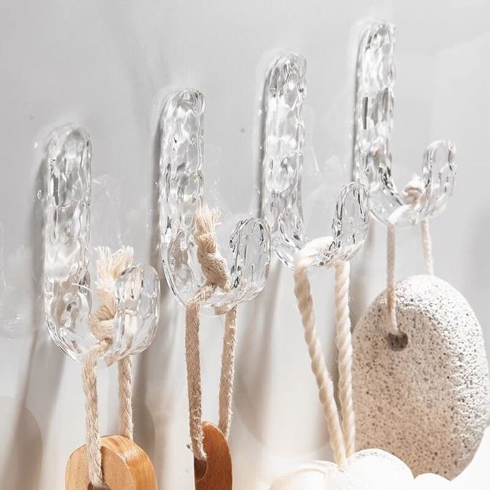Crochets adhésifs imitation pierre sans traces ni perçage pour salle de bain porte-serviettes porte-vêtements et clés derrière