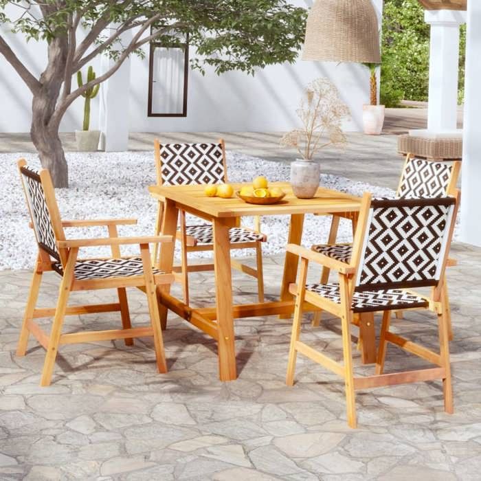 VIDAXL Ensemble Table avec chaises jardin (5 pcs) - ANTI-UV - Bois dacacia solide 88x88x74 cm M1063