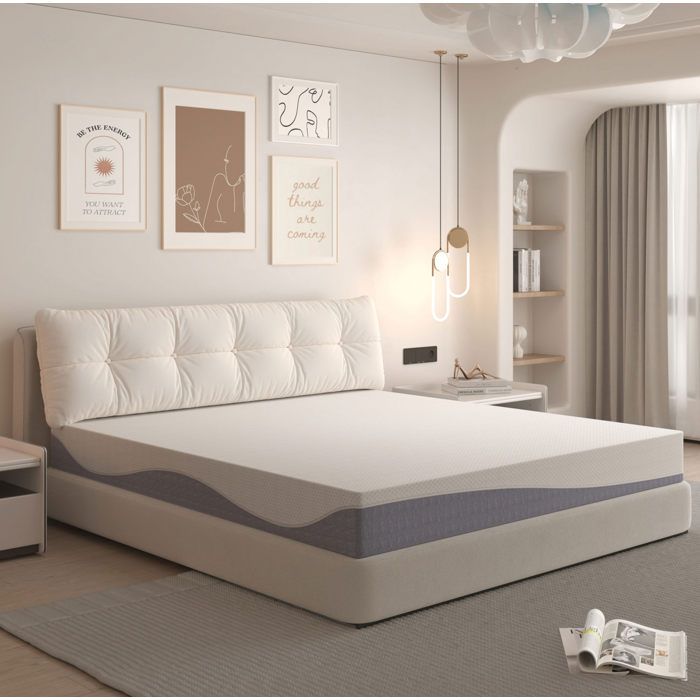 Matelas en Mousse 2 Places 180 × 200 cm H3/H4 Réversible 20 cm - TCQPZ - Housse Amovible Lavable sans Lit Blanc et Gris