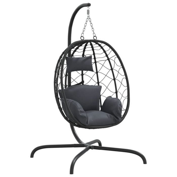 Fauteuil suspendu avec coussin en - Solide&Luxe - Polyrotin - Anthracite - 106 x 103 x 195 cm - charge max. 150 kg - pivotant(65104) Fauteuil suspendu avec coussin en - Solide&Luxe - Polyrotin - Anthracite - 106 x 103 x 195 cm - charge max. 150 kg - pivotant(65104)