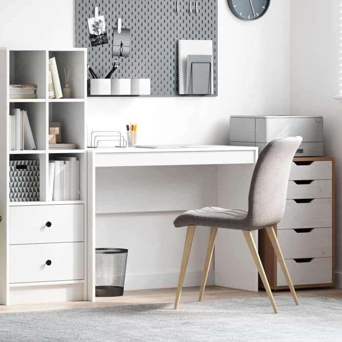 Table de travail (1 pc) - vidaXL - Table intérieure - bois dingénierie - blanc - pour bureau - 100 x 40 x 76 cm@ujb60j