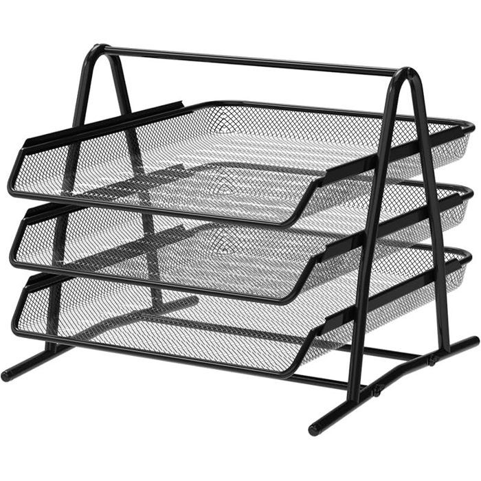 Plateau Organisateur de Bureau et de Documents 3 Niveaux Noir. Dossier A4 Caisson de Bureau Classeurs Bureau dordinateur