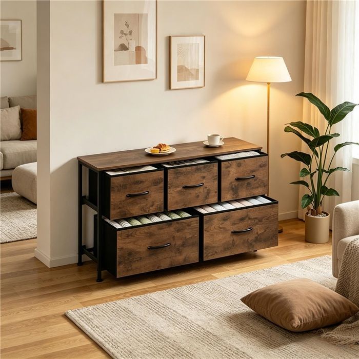 Armoire de rangement style rustique commode avec tiroirs pour entrée ou salon meuble buffet en bois design authentique et robuste