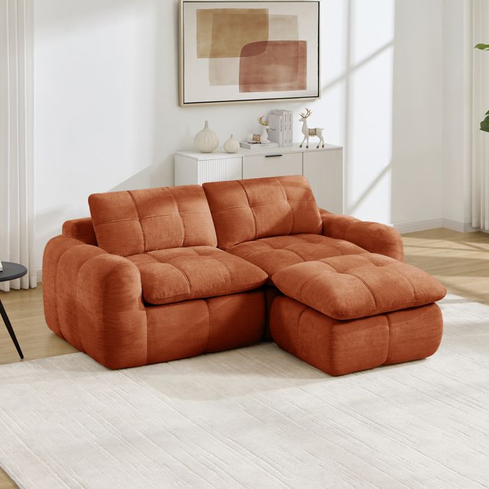 Canapé modulable Compressé dangle 2 places-Canapé lit convertible en forme de L mousse haute densité 32D Orange