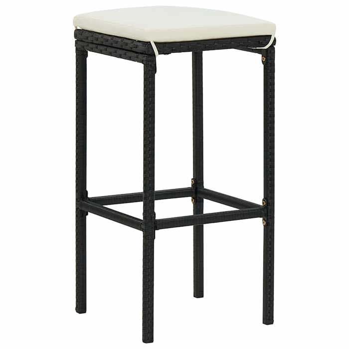 Tabourets îlot cuisine - vidaXL - CHIC - Tabourets de bar avec coussins lot de 2 - noir résine tressée 8.8 kg[260784]