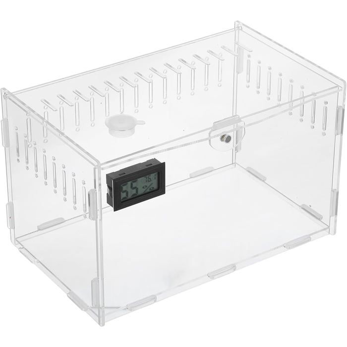 1 Terrarium Acrylique 30x20x15cm Transparent Hygromètre Électronique Ventilation Multiple Élevage Reptiles Insectes