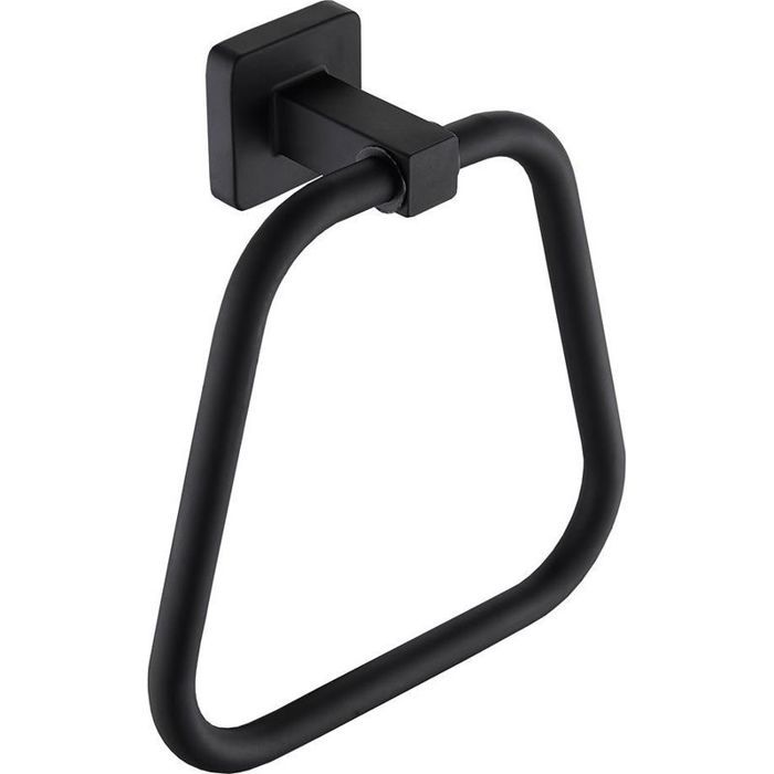 Porte-serviette trapézoïdal noir mat en acier inoxydable – design moderne et résistant pour salle de bain