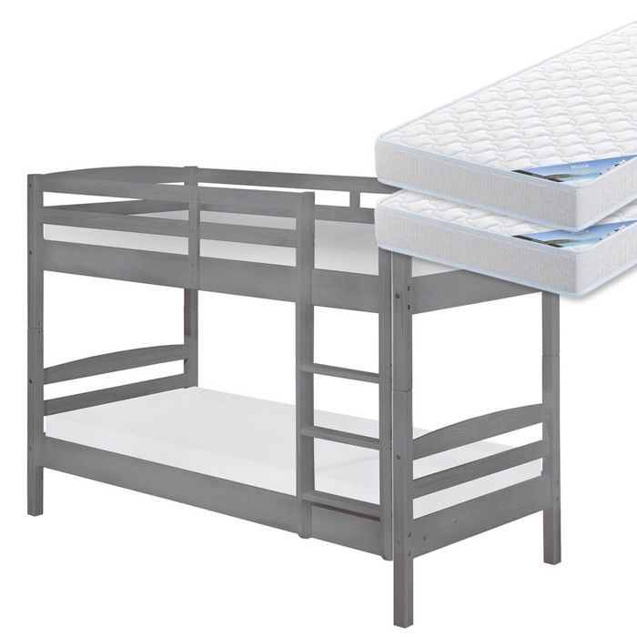 STRADI - Pack Lits Superposés 90x200cm + 2 Matelas Ibiza STRADI - Pack Lits Superposés 90x200cm + 2 Matelas Ibiza