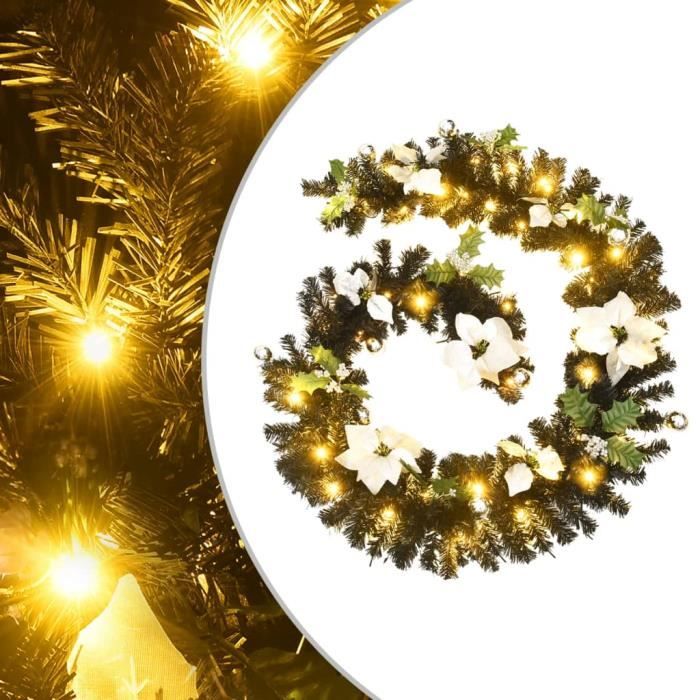 Guirlande Sapin Artificiel 2,7m Avec Lumières LED Chaudes - Décoration Noël Intérieur Extérieur
