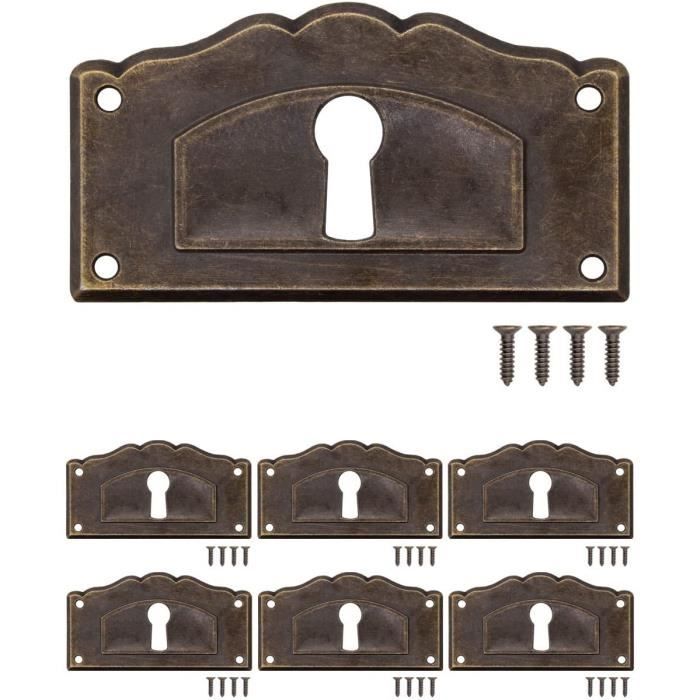 bronze lot de 6 avec vis 37 mm x 29 mm design vintage en laiton rosettes de serrure trou de clé caches pour serrures FUXXER® 6 x plaques de clés antiques 