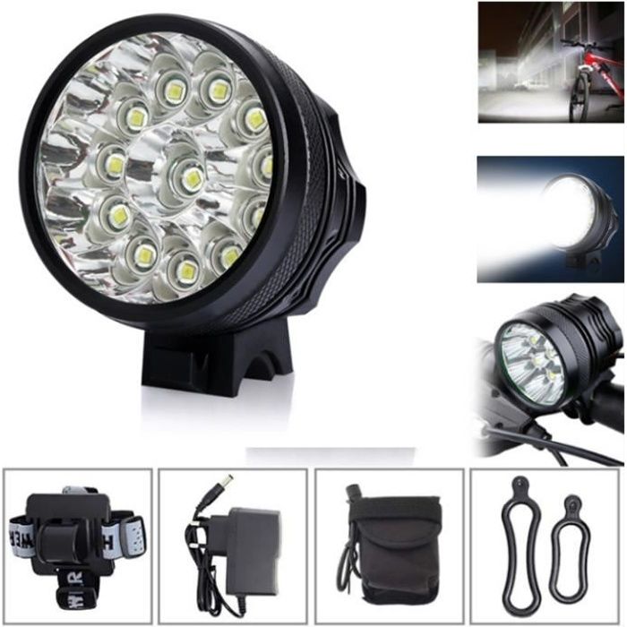Eclairage Vélo - 9400 Lumens - 12xT6 LED - 3 Modes - Batterie