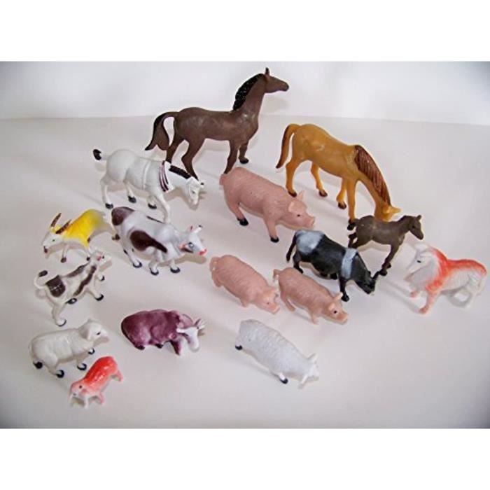 Figurine Miniature Fle45 16 Animaux De La Ferme 3 Cheval A Petit Mouton Cochons Ranch Gateau Toppers Jeu Educatif Cdiscount Maison