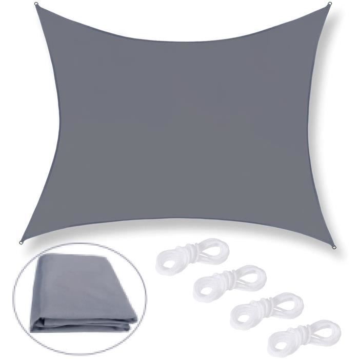 Voile d'ombrage Carrée 3×3m - PareSoleil Imperméable - Protection 98% UV - Gris