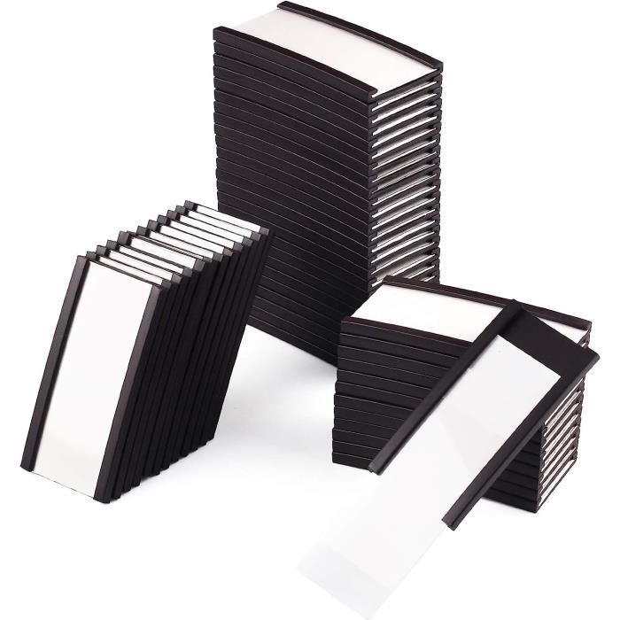 Lot De 50 Porte-étiquettes Magnétiques Transparents - 100x37 Mm - Pour étagères, Rayonnages Et Organisation