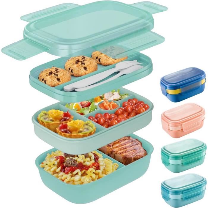 Boîte Bento 2 Compartiments Avec Couverts Inclus - 1100 Ml, Pratique Pour école, Bureau Ou Pique-nique