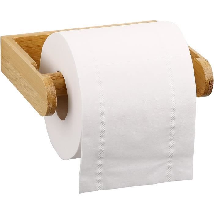 Porte-rouleau Autoportant Avec étagère Supérieure En Bambou, Support De Papier Toilette Noir, Distributeur De Papier Toilette Au Sol, 4 Rouleaux De Rechange