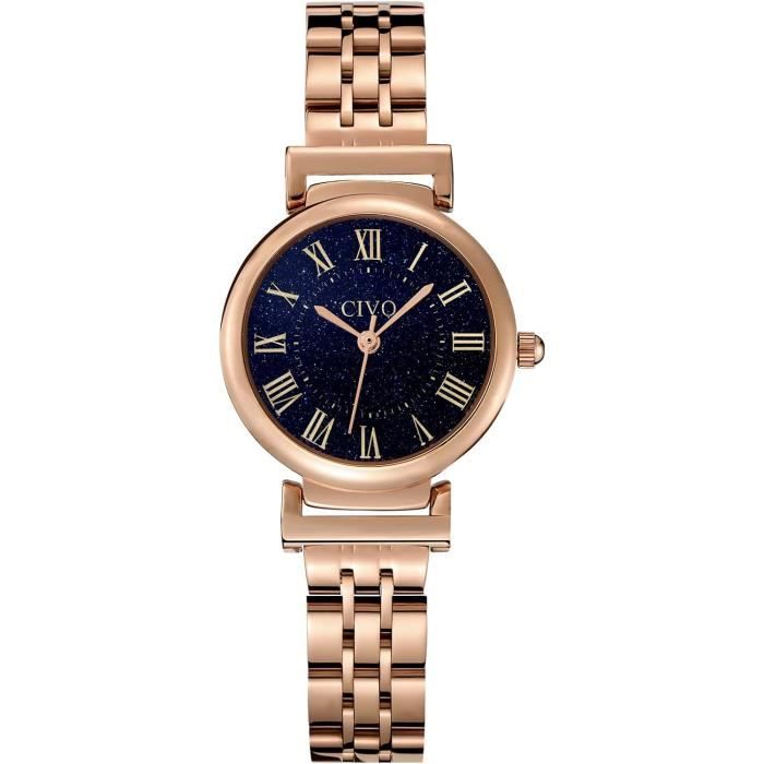 Montre Femme CIVO Acier Inoxydable Rectangulaire - Élégante Et étanche 3 ATM - Mouvement Quartz Japonais - Cadeau
