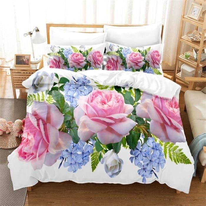 Luofanfei Parure de lit Bambou 240 x 260 Bleu Adulte 2 Personnes Unie Lyocell Housse de Couette Soie Lisse Soyeux Brillant Ensemble Literie avec Fermeture éclair et 2X 65x65cm Taies d'oreiller