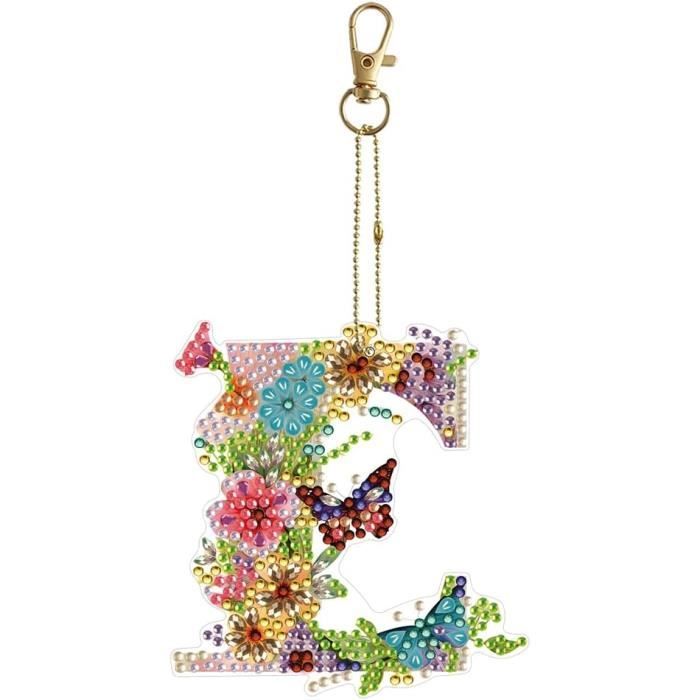 Starnearby Diamond Painting Porte Clé Lotus Strass Porte-clés de Peinture Diamant Bricolage Broderie Diamant Porte Clef Double Face Peinture Diamant Porte Clef Artisanat Pendentif Cadeau