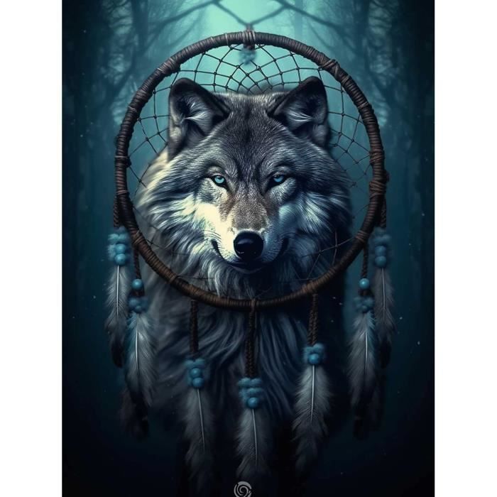 QENSPE Diamantmalerei-Set 'Glühender Wolf' – 5D DIY Kunst Für Erwachsene (30x40 Cm)