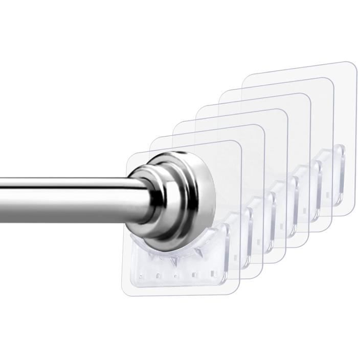 2 Supports Muraux Pour Tringle De Douche Universels - Blanc - ABS Collé Ou Visé - Pour Tringles Jusqu'à 6cm