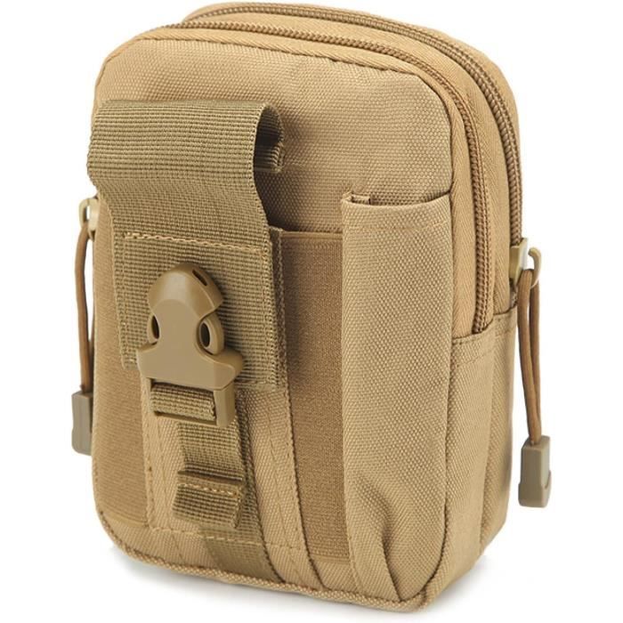 TRIWONDER Pochette Tactique Téléphone MOLLE – Sac Ceinture EDC Robuste Et Léger Pour Randonnée, Vélo, Airsoft (Noir)