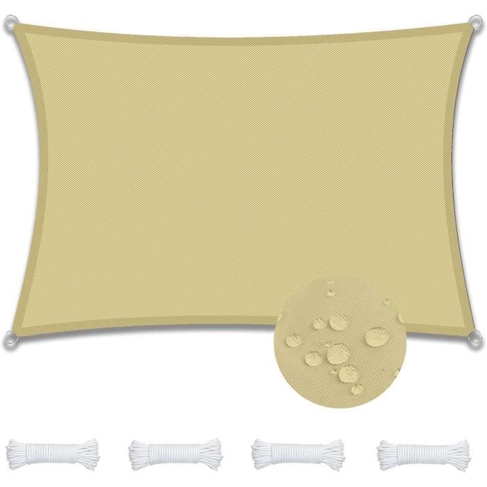 Voile D'ombrage Rectangulaire 2.2x3 M - Imperméable, Protection UV 98% - Pour Terrasse, Jardin, Piscine - Blanc