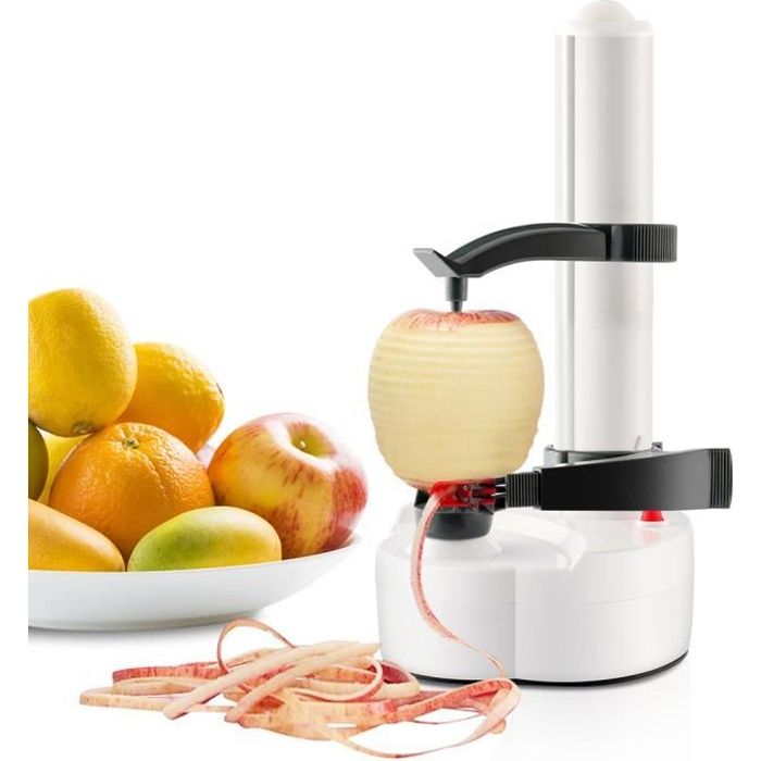 Éplucheur électrique pour légumes et pommes de terre, support de table avec égouttoir, Éplucheur à pommes de terre avec deux modes, épluchage en 2-4 minutes, idéal pour la cuisine et les restaurants