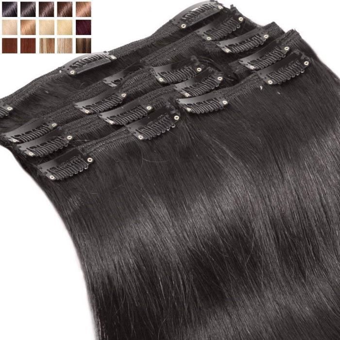 Extension Cheveux,No21, Clip Naturel Maxi Volume Rajout 8 Bandes Double Weft Clip In Remy Human