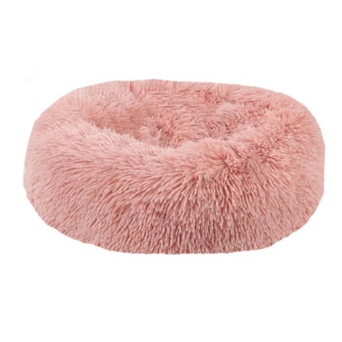 60cm Couchage Panier Chien Chat Corbeille Coussin Rond Hiver Chaud en Peluche Lit Animal （Rose）
