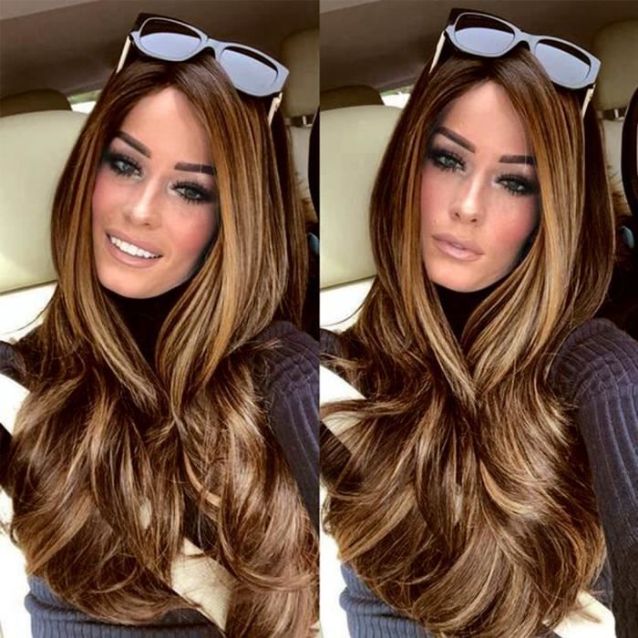 perruque brune cheveux long
