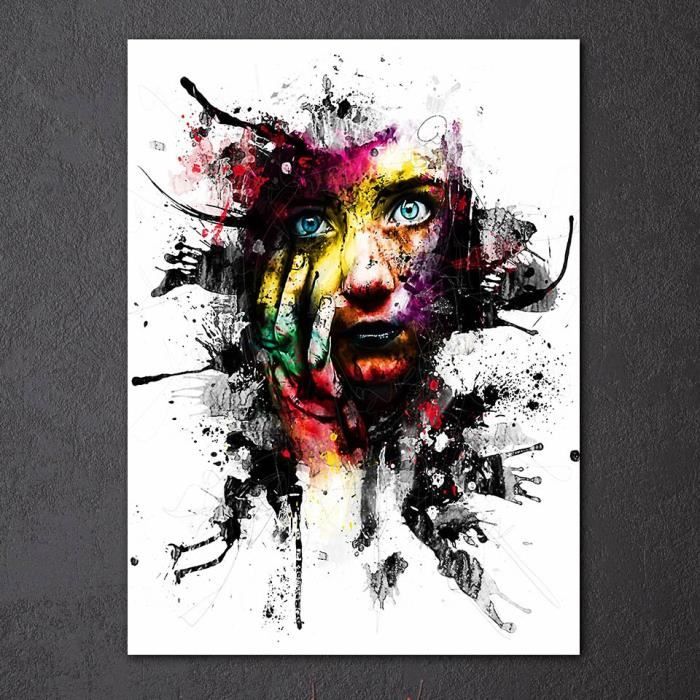 1 pieces toile peintures imprimé art abstrait femme mur visage image pour  salon pas de cadre - Achat / Vente objet décoration murale - Cdiscount