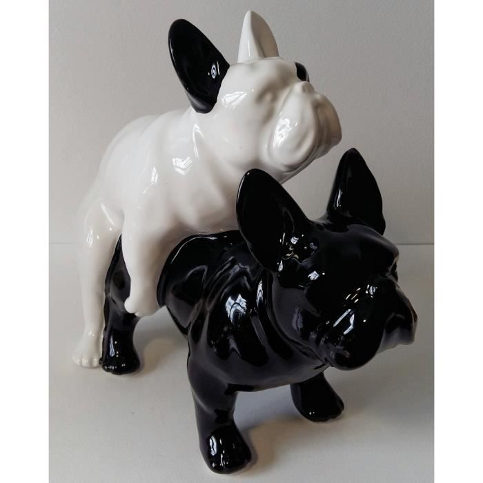Longueur 19 centim/ètres d/écoration Laure Terrier Statue Deux Chiens Bouledogues Fran/çais /«Amour/» Mod/èle en c/éramique