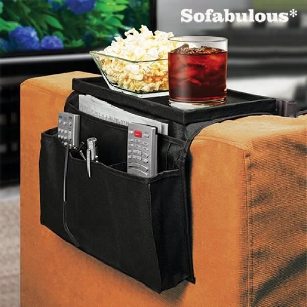organisateur de canapé avec range-télécommandes et plateau intégrés Sofabulous