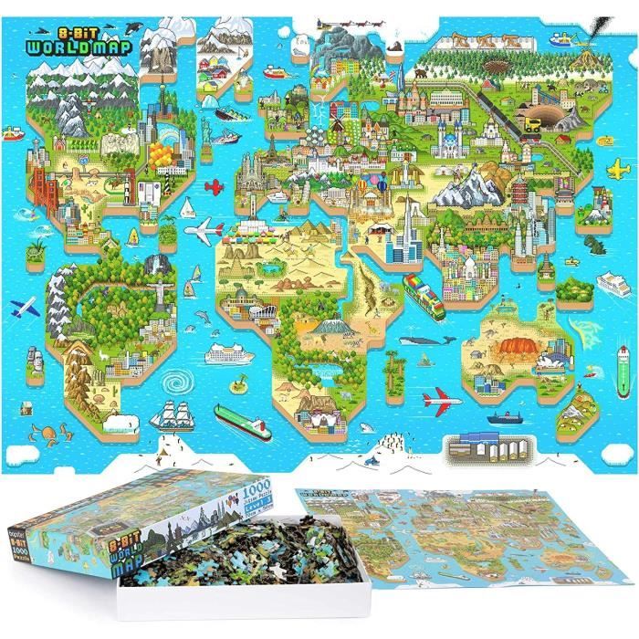 Puzzle 1000 Pieces-Puzzle Adulte - Puzzle Carte du Monde Enfant et ...