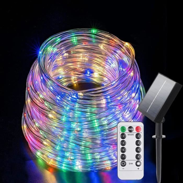 Guirlande Lumineuse Solaire 2x20 M - 200 LED Blanc Chaud - 8 Modes - Étanche IP65 - Pour Jardin, Terrasse