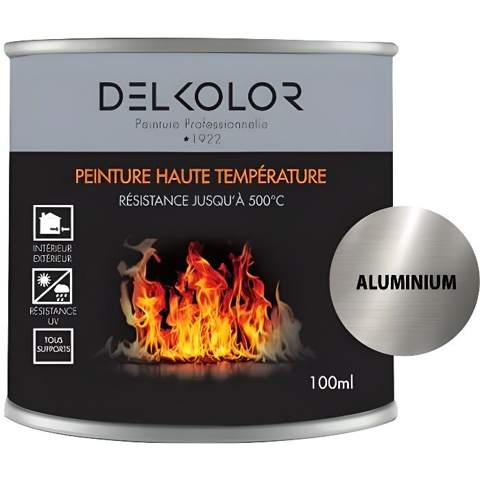 DELKOLOR - Peinture Haute température Aluminium 100ml - Couleur:Aluminium -  Cdiscount Bricolage