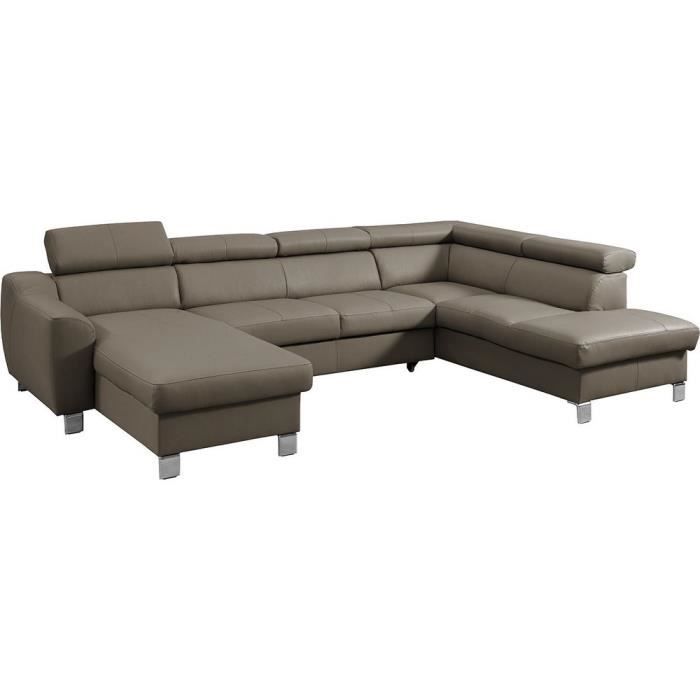 Canapé dangle convertible en cuir italien de luxe 7/8 places ASTON taupe angle droit