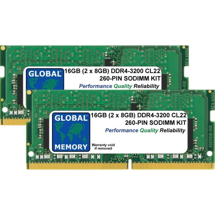 16Go (2 x 8Go) DDR4 3200MHz PC4-25600 260-PIN SODIMM MÉMOIRE RAM