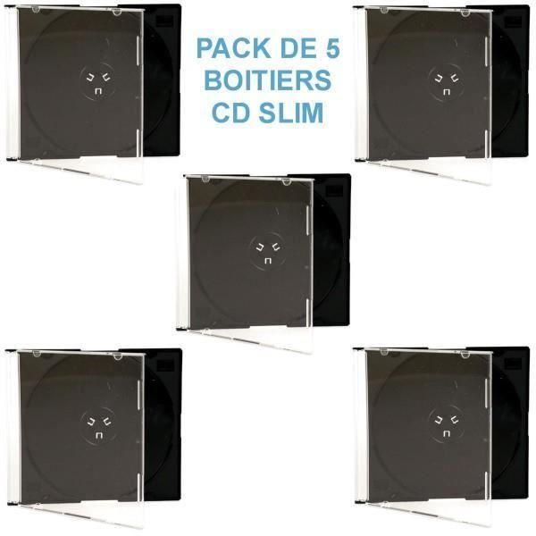 Vision Media Lot De 5 Boîtiers Pour CD 6 CD Noir Dos De 25 Mm Capacité