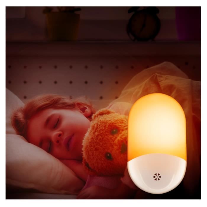 Veilleuse Enfant LED Avec Détecteur De Nuit Automatique - Blanc, Réglable - Neuf