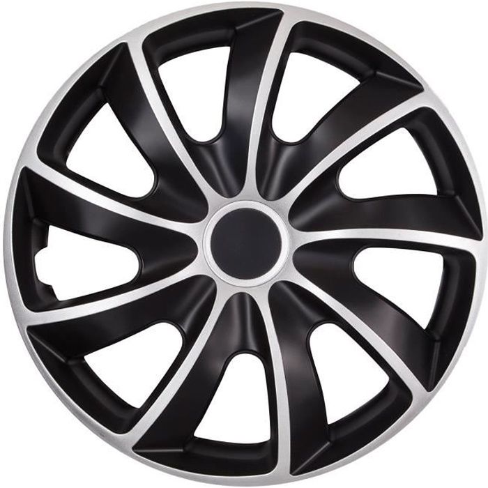 Enjoliveurs 17 NRM QUAD BICOLOR SILVER BLACK noir-argent 4 pièces