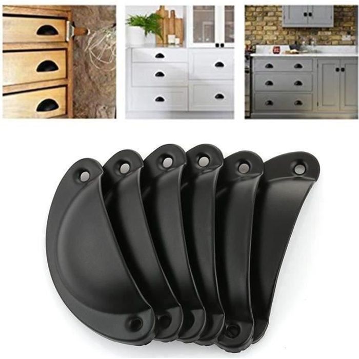 sourcingmap® La forme de la coquille de tiroirs armoire meubles Poignées boutons longueur 98 mm Noir 4PCS 