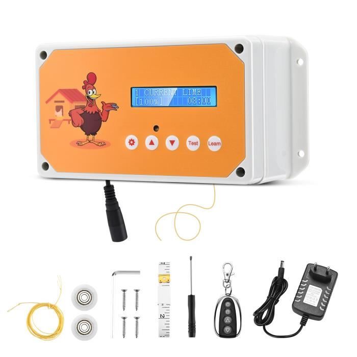 Porte Automatique Pour Poulailler - Solaire, Avec Minuterie, Capteur De Lumière Et Télécommande - Sécurité Anti-pincement