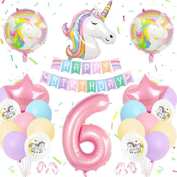 6 Ans Decoration Anniversaire Licorne Fille Pastel Ballon Licorne Anniversaire Fille Geants Ballons Numero 6 Enormes Ballons Licorne Cdiscount Maison