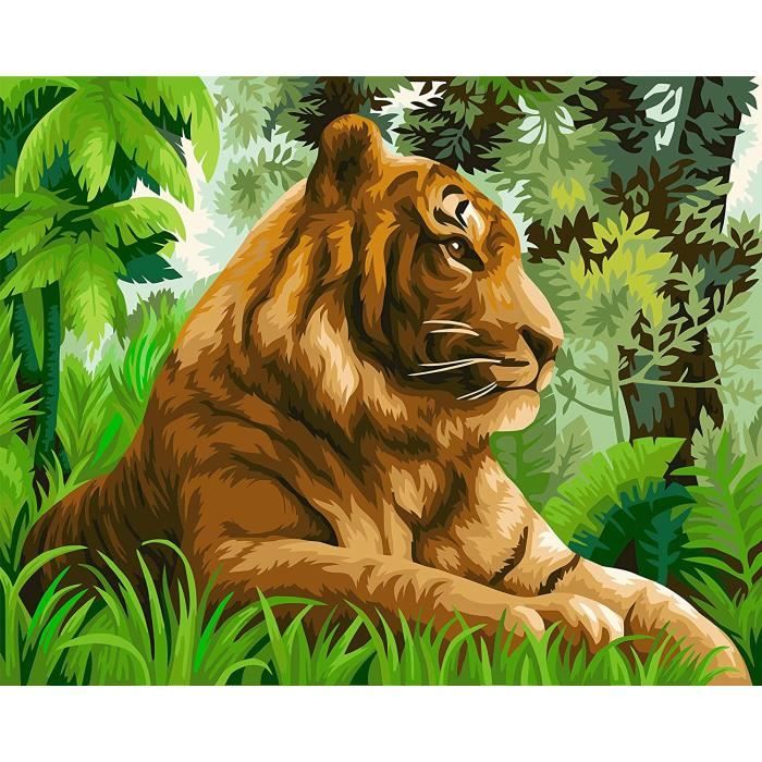 Wizardi 40cm x 50cm Peinture par Numéros Kit Avec Toile Tendue sur Bois  Cadre ( Tigre dans Le Jungle - 24 Couleurs) - Achat / Vente peinture au  numéro Wizardi 40cm x 50cm... - Cdiscount