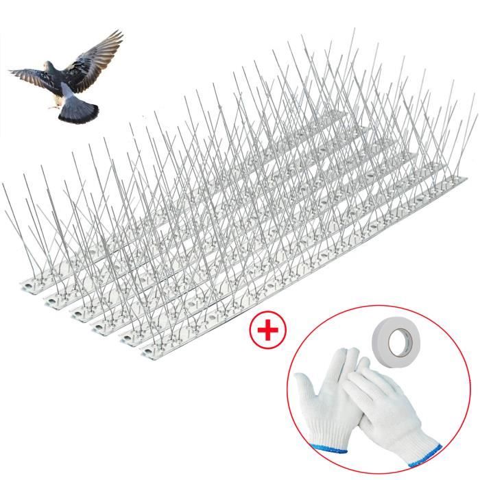 Pic Anti-Oiseaux NUISIPIC2 - Lot De 10 Sections De 50 Cm - Pointes Acier Inox, Base Polycarbonate
