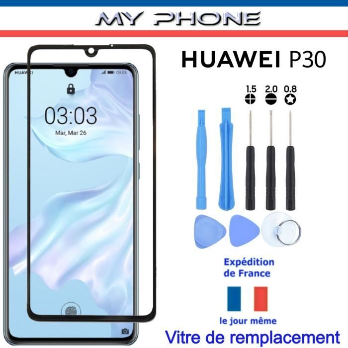 pour huawei p30 verre noir vitre avant ecran reparation remplacement rechange kit 8 outils cdiscount telephonie