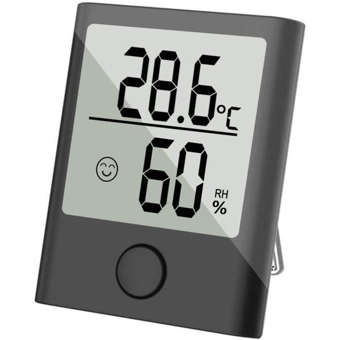 Mini Thermomètre Hygromètre Intérieur - Mesure Température Et Humidité - Indicateur De Confort - Noir